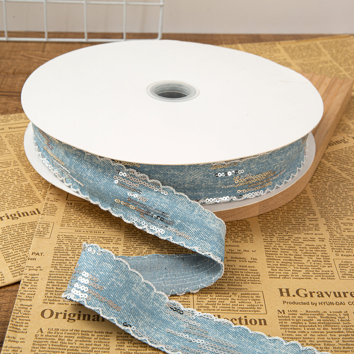 SuperValueChoice HCSEOA011 Denim Thread Decorative Ribbon for Dress Hair Accessory DIY Sewing Craft , width 0.98in width