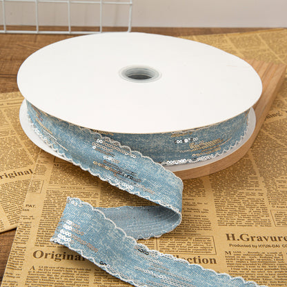 SuperValueChoice HCSEOA011 Denim Thread Decorative Ribbon for Dress Hair Accessory DIY Sewing Craft , width 0.98in width