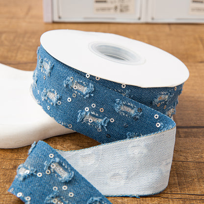 SuperValueChoice HCSEOA011 Denim Thread Decorative Ribbon for Dress Hair Accessory DIY Sewing Craft , width 0.98in width