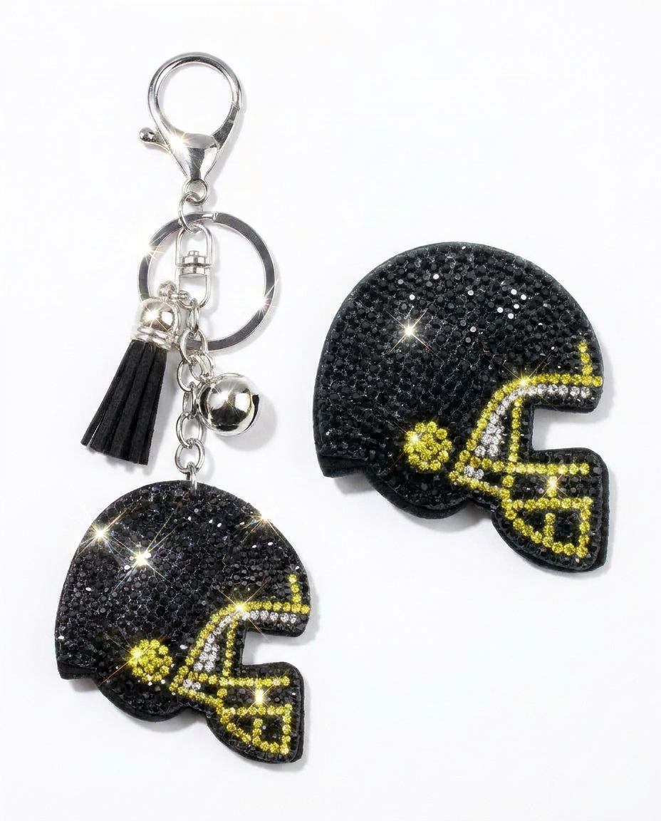 SUPERVALUECHOICE HCSESA00051 Sparkly Crystal Sports Helmet Keychain&Brooch