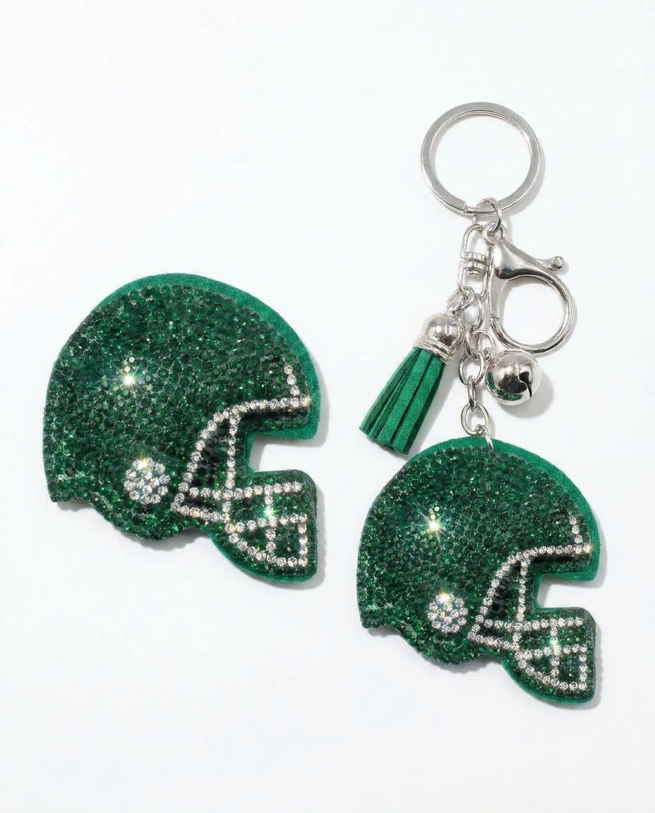SUPERVALUECHOICE HCSESA00051 Sparkly Crystal Sports Helmet Keychain&Brooch
