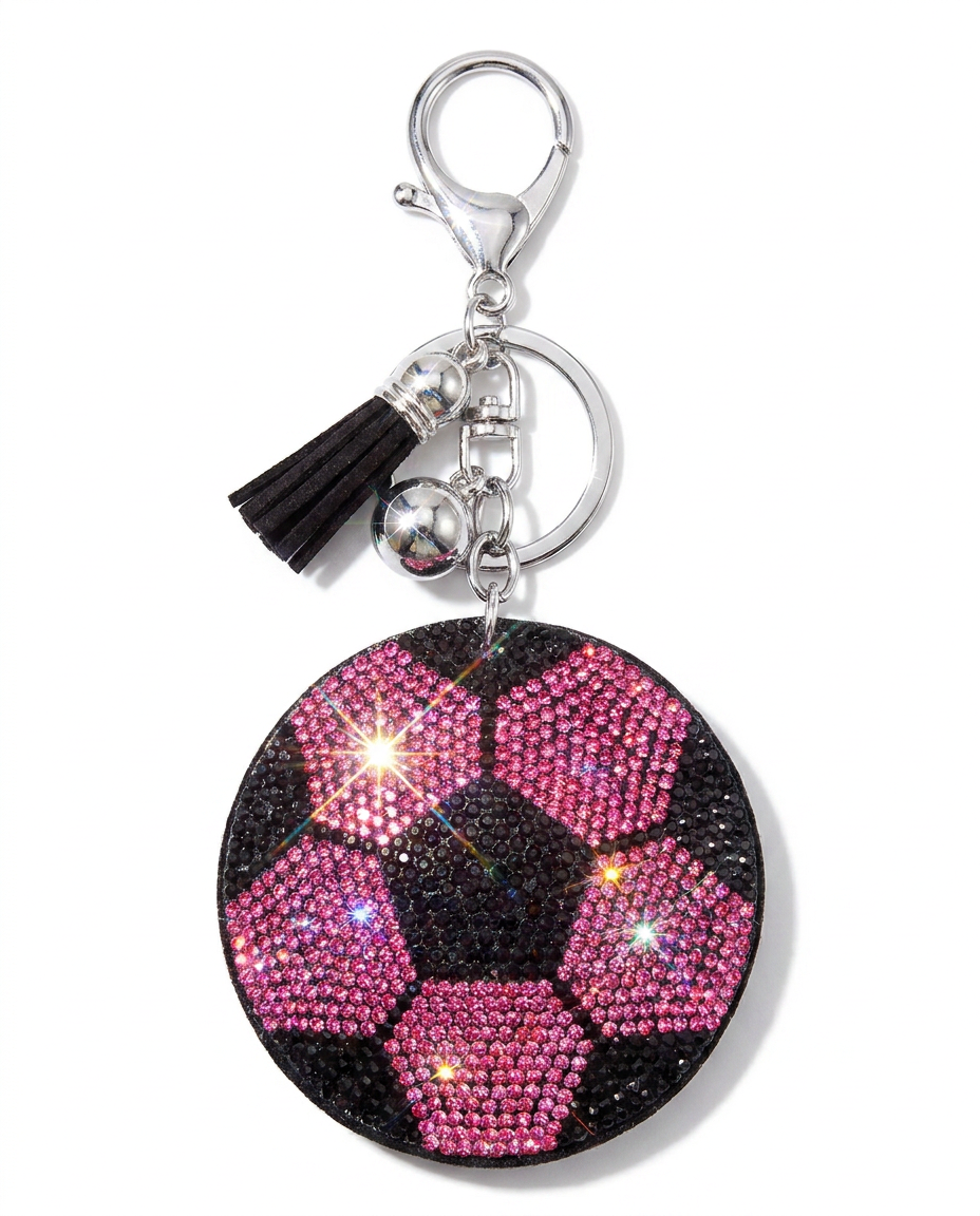 SUPERVALUECHOICE HCSESA00064 Rhinestone Soccer Ball Keychain & Brooch
