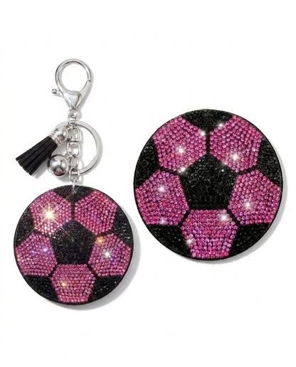 SUPERVALUECHOICE HCSESA00064 Rhinestone Soccer Ball Keychain & Brooch