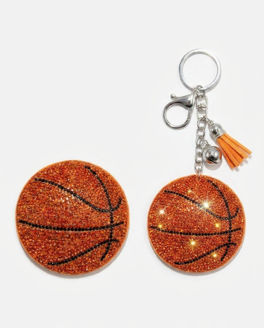 SUPERVALUECHOICE HCSESA00093 Fashion Sports Ball Rhinestone Keychain & Brooch