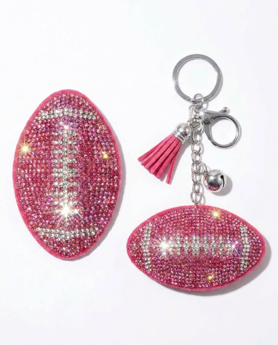 SUPERVALUECHOICE HCSESA00094 Shiny blue football-shaped brooch and keychain