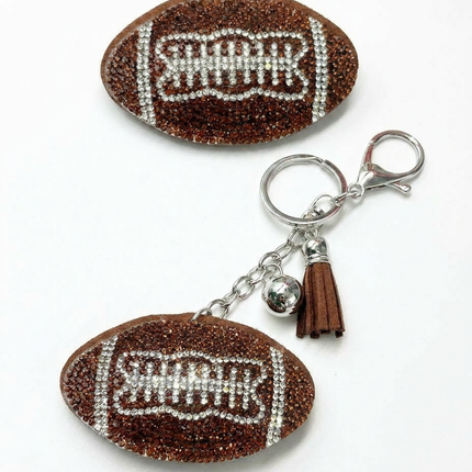 SUPERVALUECHOICE HCSESA00094 Shiny blue football-shaped brooch and keychain