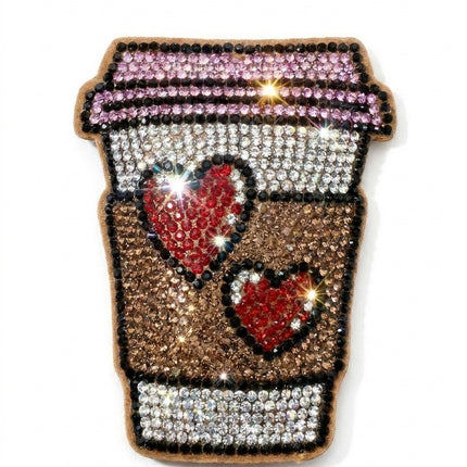 SUPERVALUECHOICE HCSESA00110 Cute Heart Coffee Cup Rhinestone Keychain & Brooch