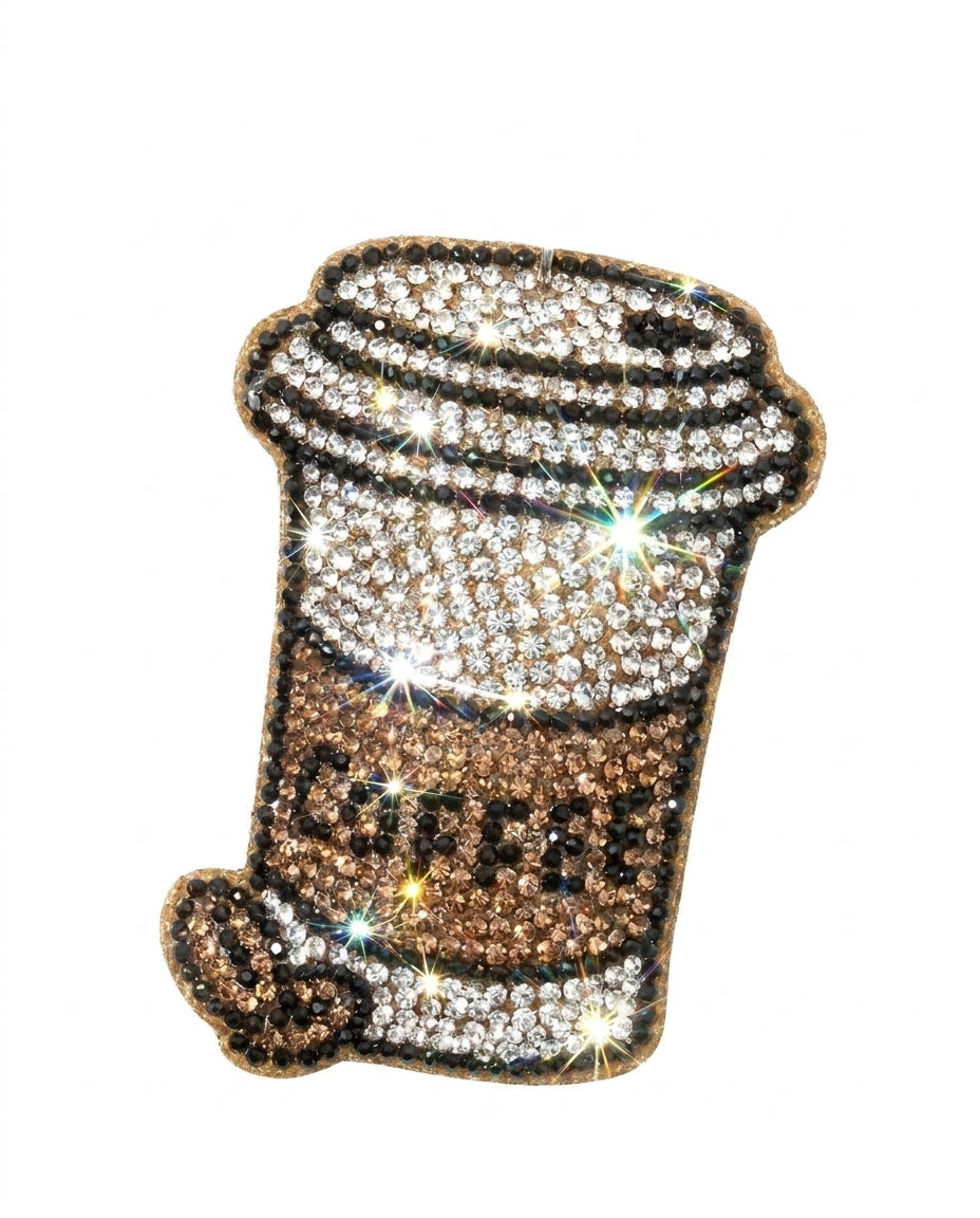 SUPERVALUECHOICE HCSESA00111 Cute Brown Coffee Cup Rhinestone Keychain & Brooch