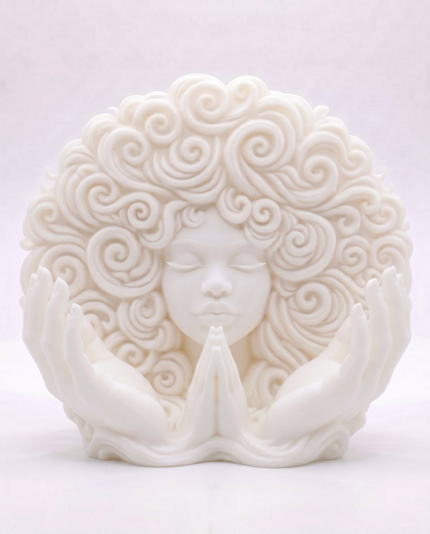 SUPERVALUECHOICE HCSEUA00081 Z-Unpainted Blank Praying Woman Sculpture DIY Paint Your Own Curly Hair Goddess Resin Statue Home Decor Craft