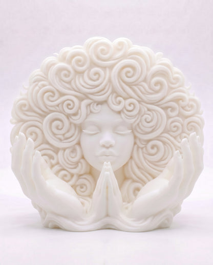 SUPERVALUECHOICE HCSEUA00081 Z-Unpainted Blank Praying Woman Sculpture DIY Paint Your Own Curly Hair Goddess Resin Statue Home Decor Craft