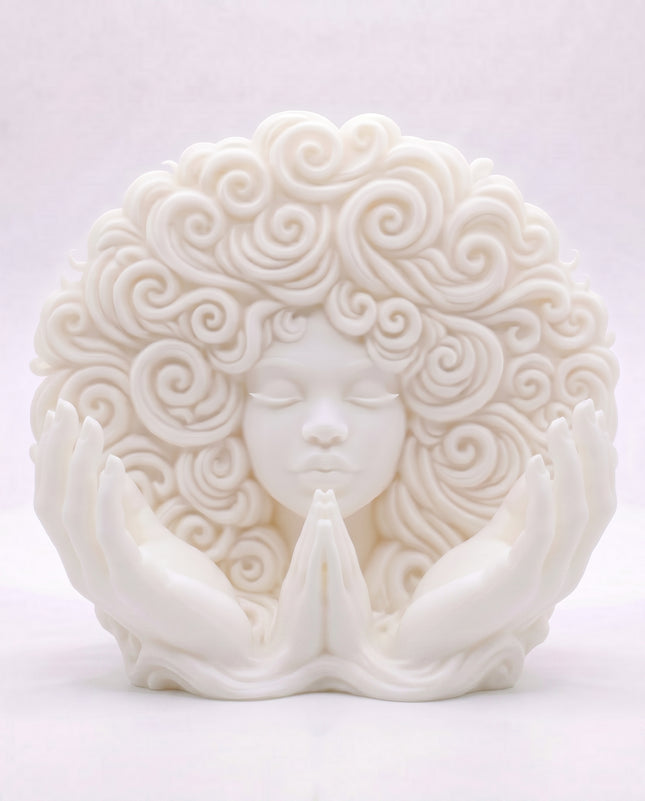 SUPERVALUECHOICE HCSEUA00081 Z-Unpainted Blank Praying Woman Sculpture DIY Paint Your Own Curly Hair Goddess Resin Statue Home Decor Craft