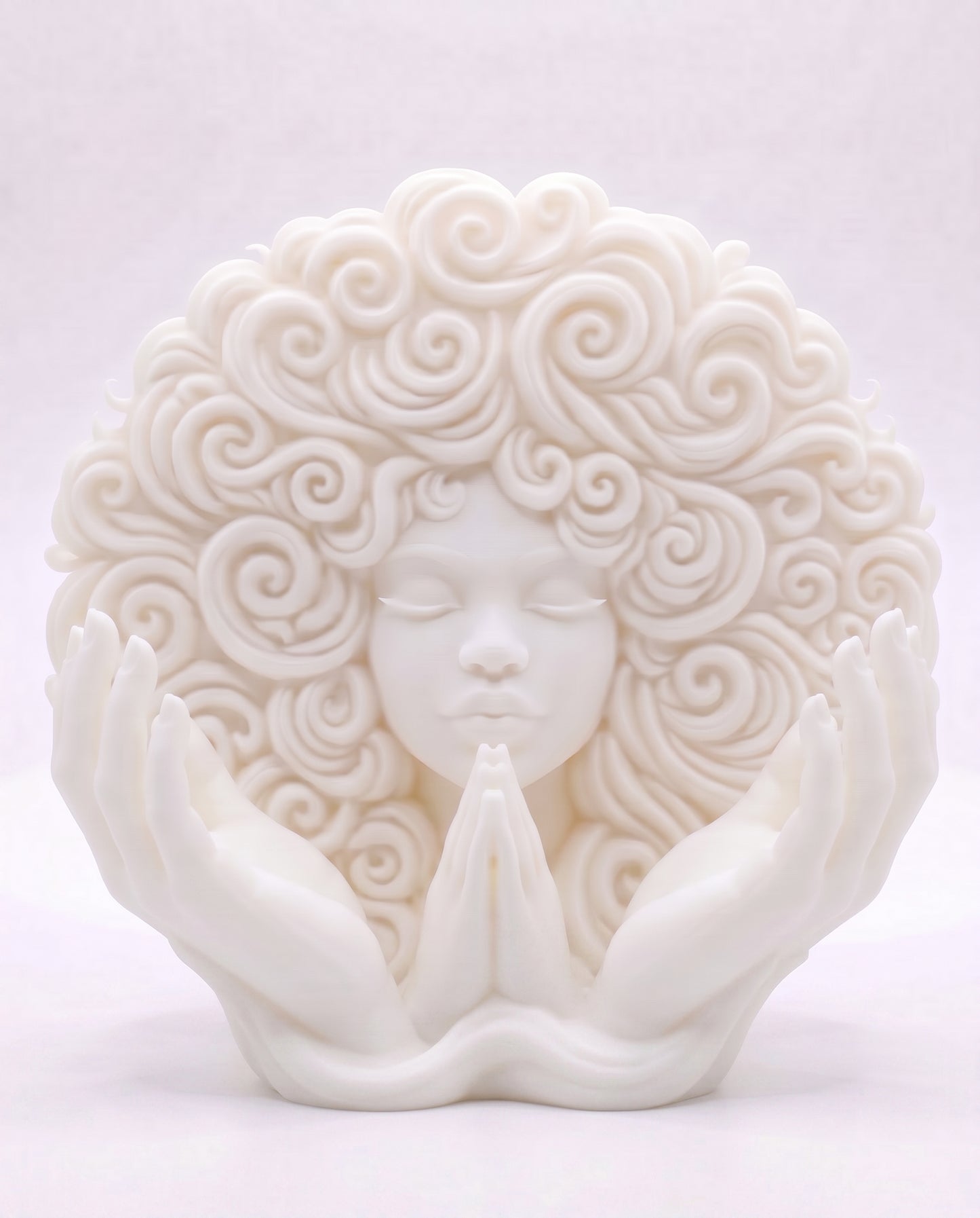 SUPERVALUECHOICE HCSEUA00082 Z-Unpainted Blank Praying Woman Sculpture DIY Paint Your Own Curly Hair Goddess Resin Statue Home Decor Craft