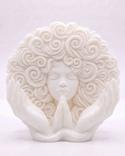 SUPERVALUECHOICE HCSEUA00082 Z-Unpainted Blank Praying Woman Sculpture DIY Paint Your Own Curly Hair Goddess Resin Statue Home Decor Craft