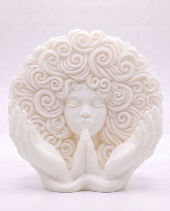 SUPERVALUECHOICE HCSEUA00082 Z-Unpainted Blank Praying Woman Sculpture DIY Paint Your Own Curly Hair Goddess Resin Statue Home Decor Craft