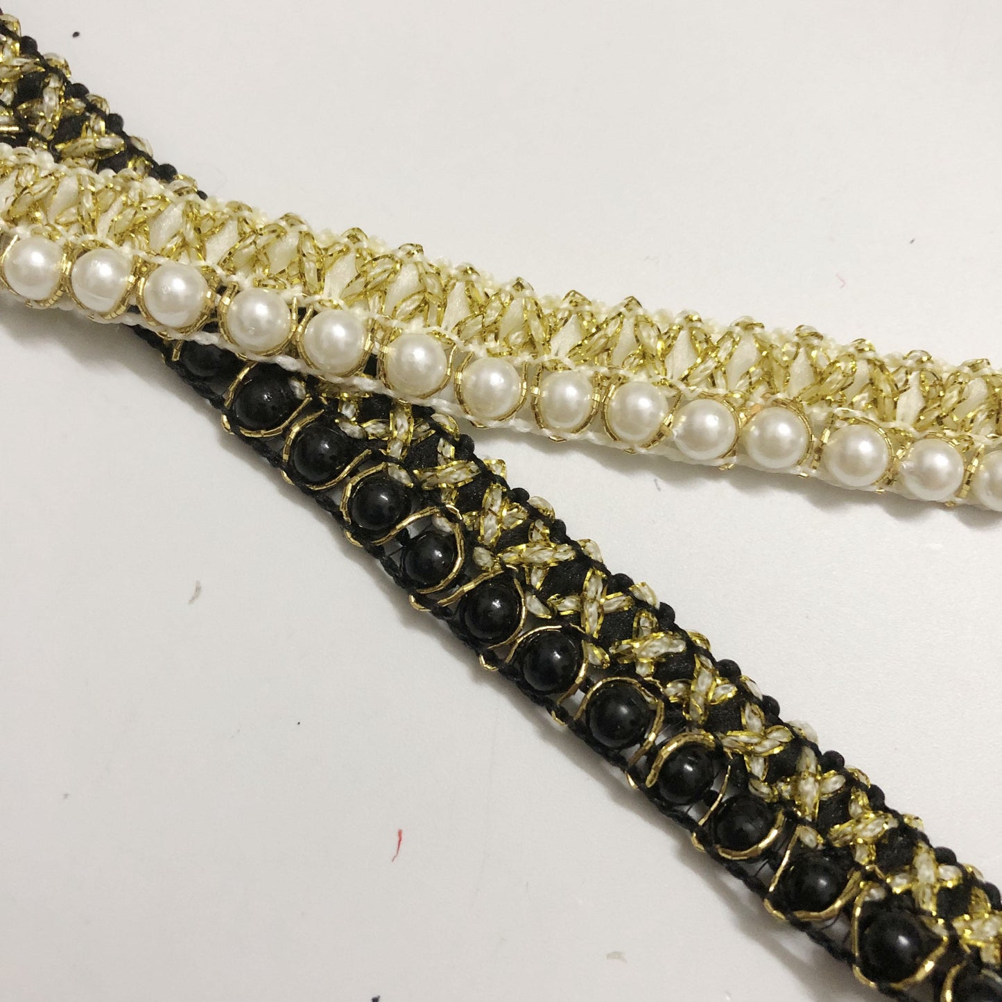 SuperValueChoice HCSEOA00002 Silver Beaded Wavy Fringe Lace Trim Ribbon Sparkly Rhinestone Edge Tape for Dress Sewing DIY Clothing Craft Decor ,0.47in Width