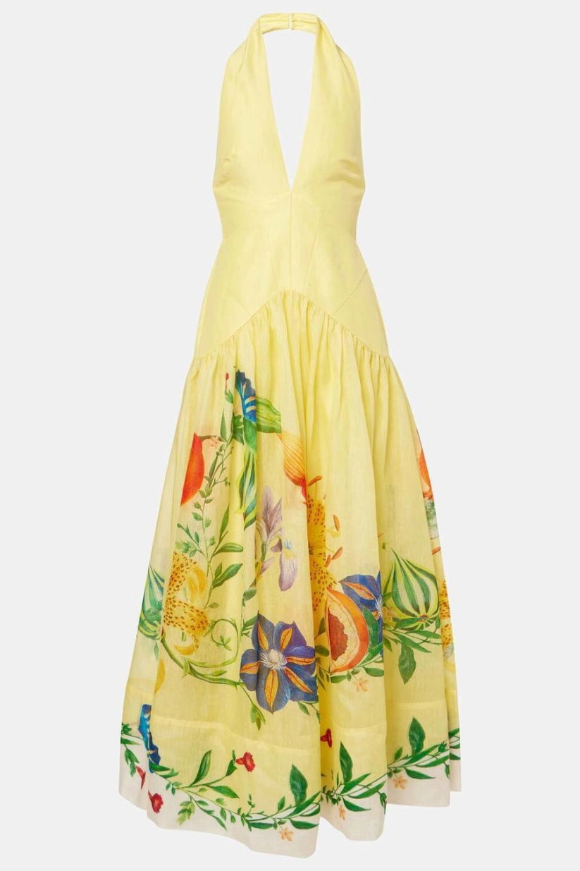 SUPERVALUECHOICE HCSEAA00019 Floral V-Neck Backless Midi Dress