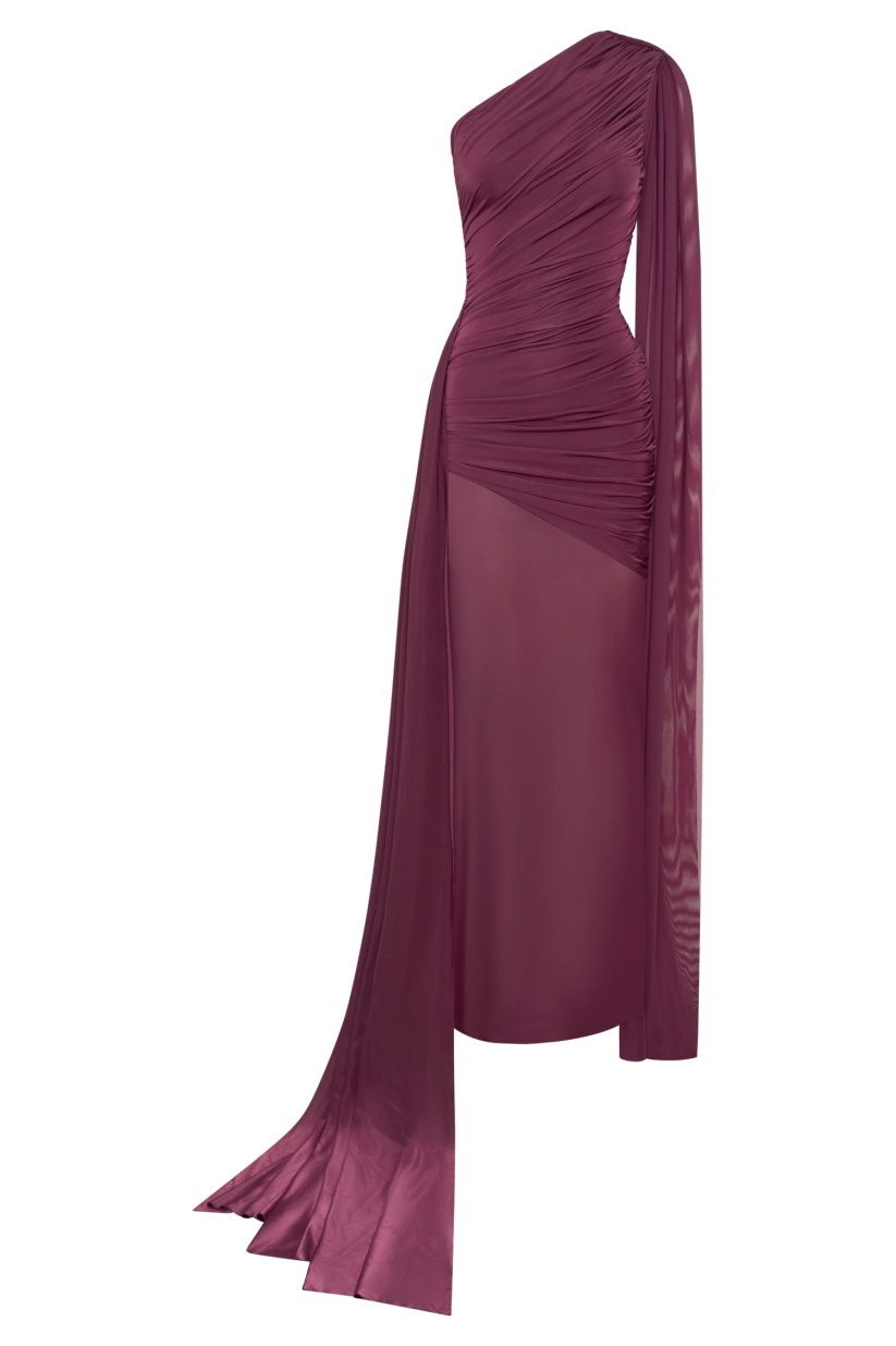 SUPERVALUECHOICE HCSEAC00012 Mesh Splicing Jersey Cape Sleeve Maxi Dress