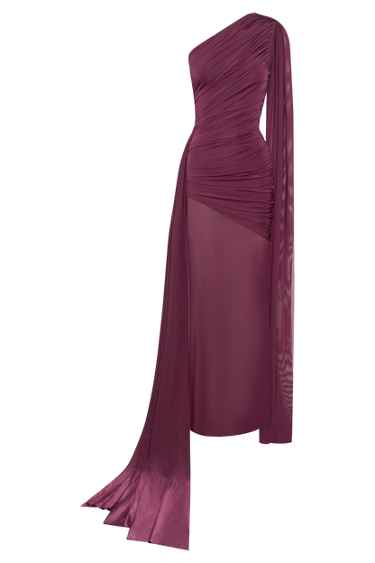 SUPERVALUECHOICE HCSEAC00012 Mesh Splicing Jersey Cape Sleeve Maxi Dress