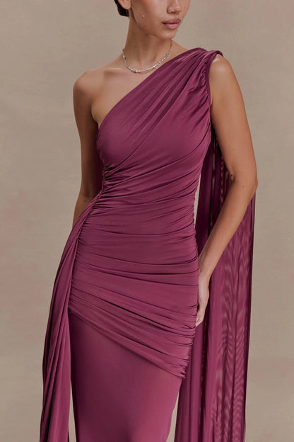 SUPERVALUECHOICE HCSEAC00012 Mesh Splicing Jersey Cape Sleeve Maxi Dress