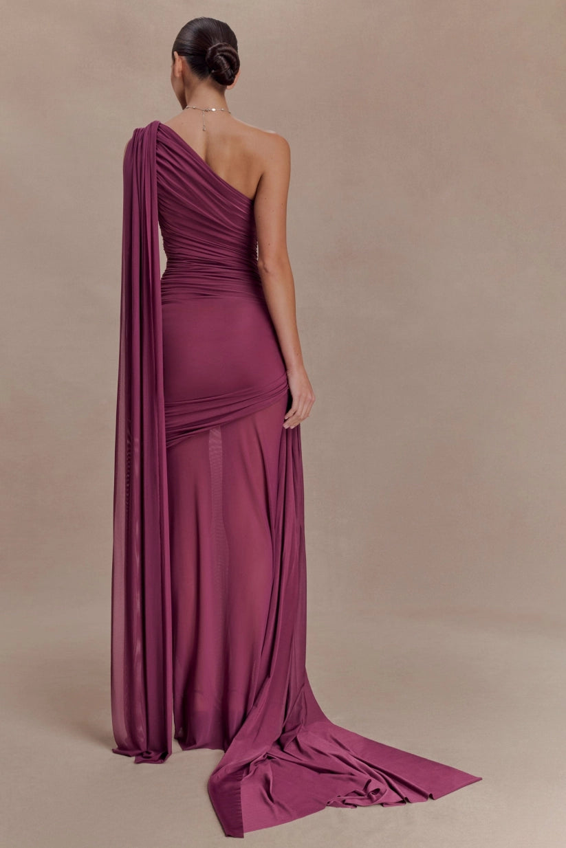SUPERVALUECHOICE HCSEAC00012 Mesh Splicing Jersey Cape Sleeve Maxi Dress