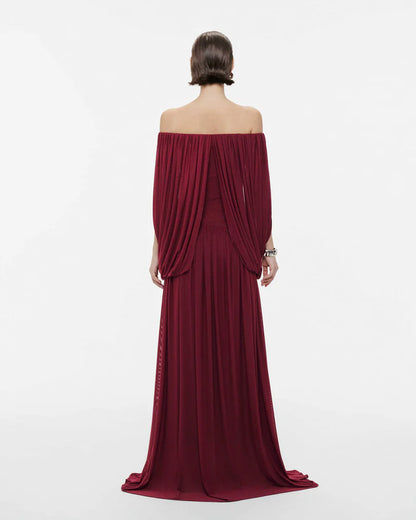 SUPERVALUECHOICE HCSEAA00011 Off Shoulder Ruched Cape Dress