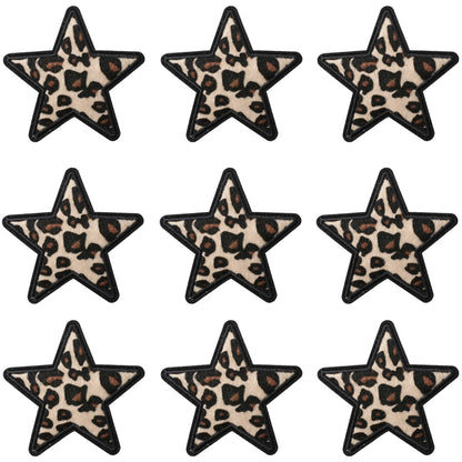 SUPERVALUECHOICE HCSEYSF00001 Leopard Print Shape Embroidered Patch Pack Heart Bow Star Lightning Bolt Iron On Appliques for Denim Jeans Bag Craft Supply