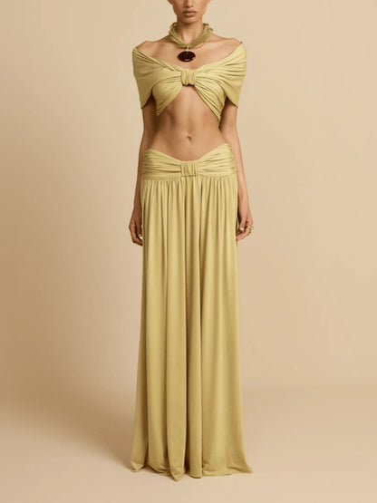 SUPERVALUECHOICE HCSEBA00002 Two-Piece Off-Shoulder Crop Top & Maxi Skirt Set