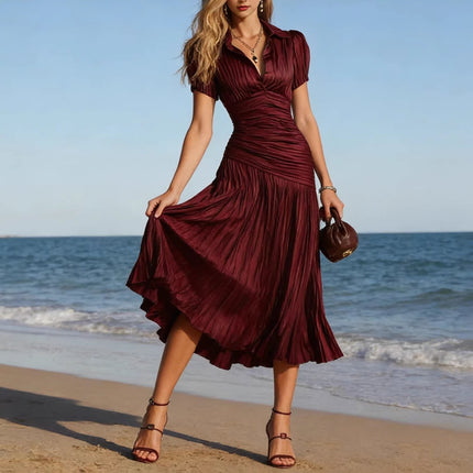 SUPERVALUECHOICE HCSEAA00041 Striped Ruched Shirt Midi Dress