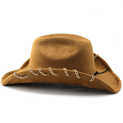 SUPERVALUECHOICE HCSEK00040 Suede Western Cowboy Hat Unisex Wide Brim Hip Hop Style