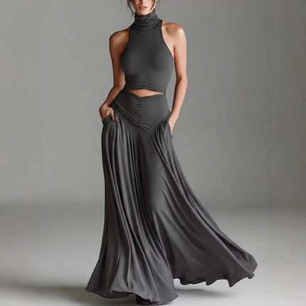 SUPERVALUECHOICE HCSEBA00003 Sleeveless Turtleneck Crop Top & Maxi Skirt Matching Set