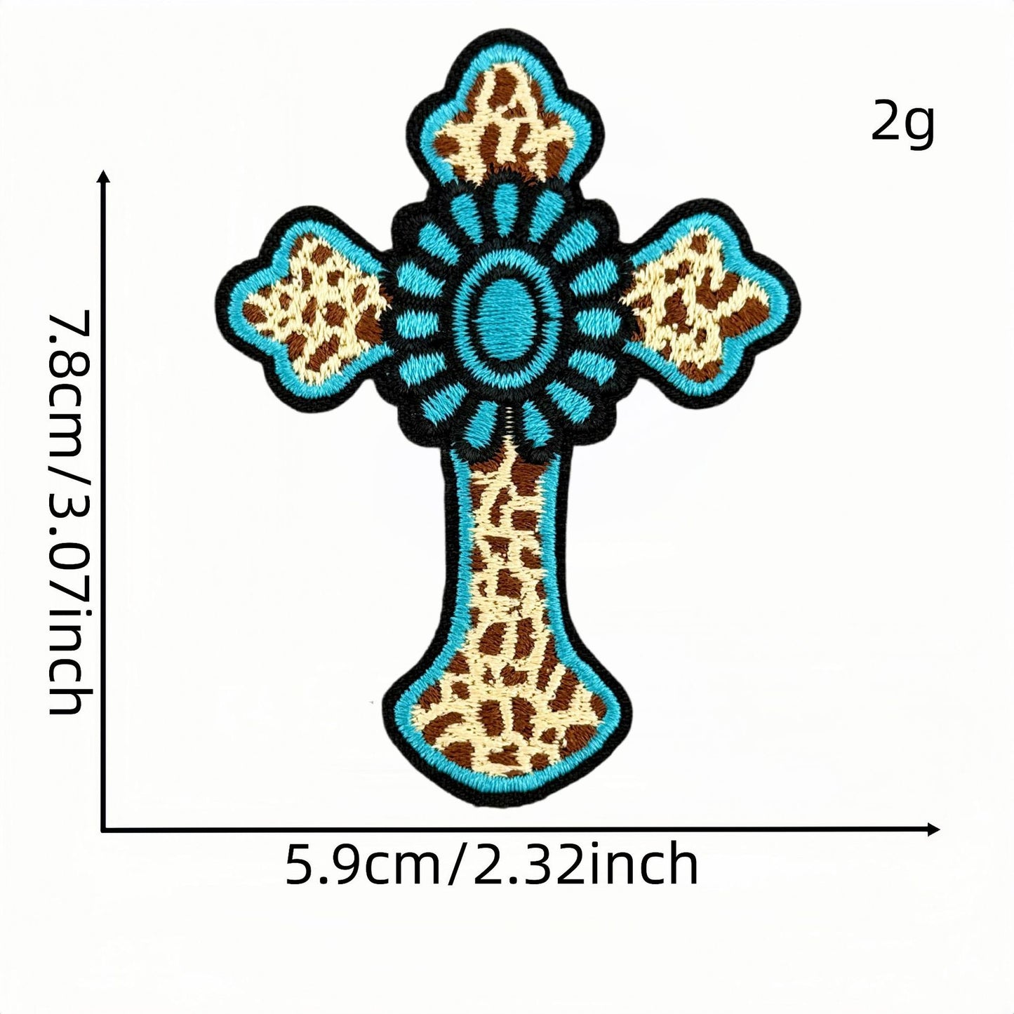 SUPERVALUECHOICE HCSEYSB00033 9Pcs Western Turquoise Leopard Cross Embroidered Iron On Patches Garment DIY Decor Appliques