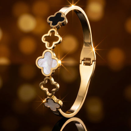 SUPÊR VÃLUE CHOICE HCSEX00033 Shell and Four-Leaf Clover Openwork Bracelet