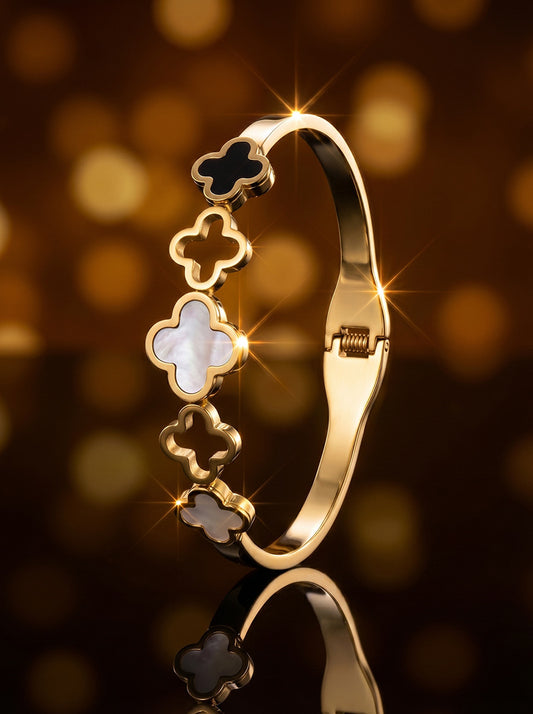 SUPÊR VÃLUE CHOICE HCSEX00033 Shell and Four-Leaf Clover Openwork Bracelet