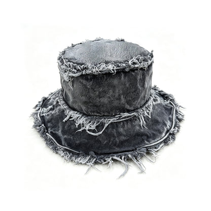 SUPERVALUECHOICE HCSEK00013 Frayed Denim Bucket Hat Vintage Washed Distressed Wide Brim Sun Hat