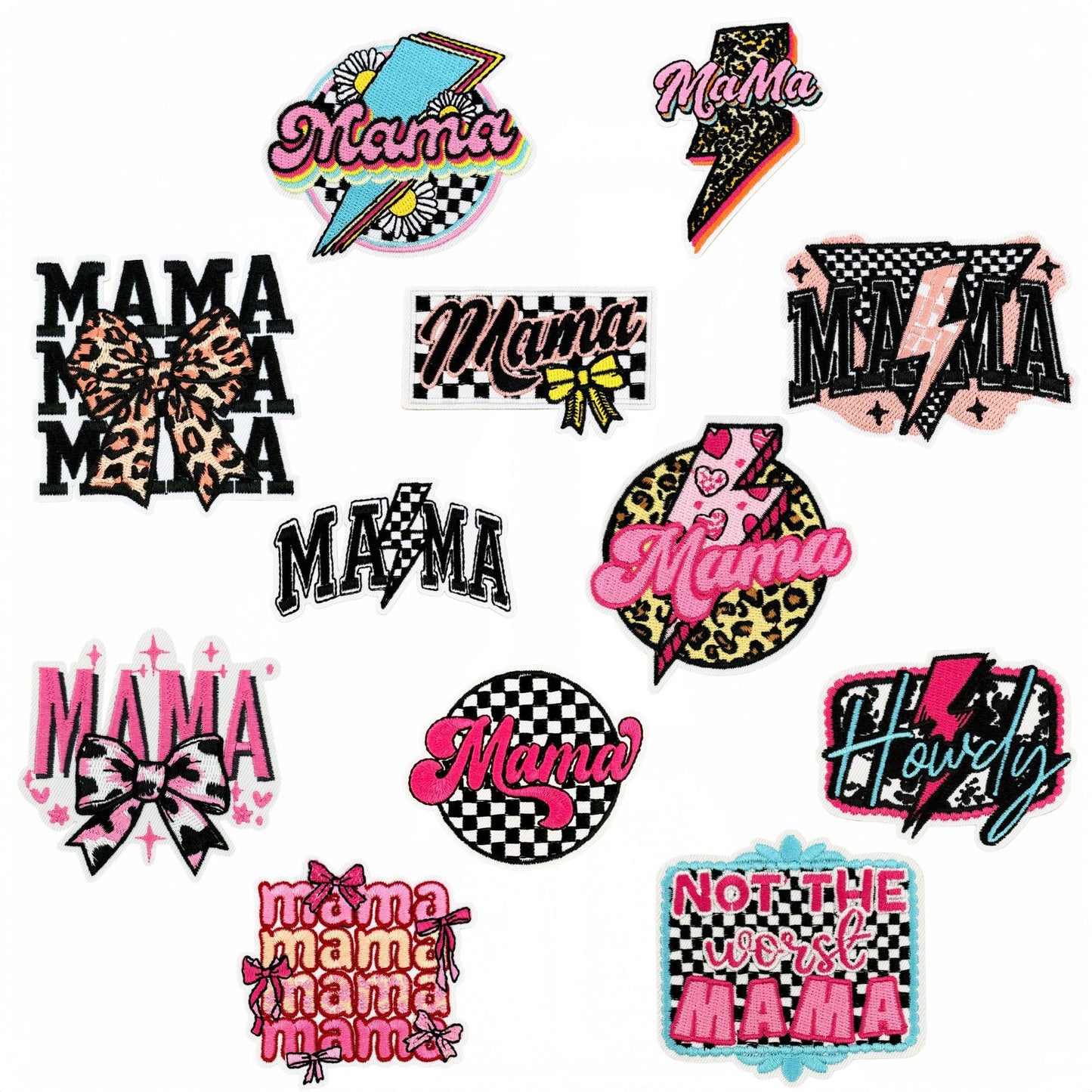 SUPERVALUECHOICE HCSEYSB000011 13Pcs Leopard Bow Checkerboard Lightning Embroidered Appliques Patches