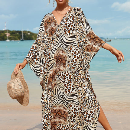 SUPERVALUECHOICE HCSEAD00003 Oversized Kaftan Maxi Dress, V‑Neck Batwing Sleeve Loose Long Caftan, Bohemian Beach Cover‑Up for Women, Plus Size Friendly