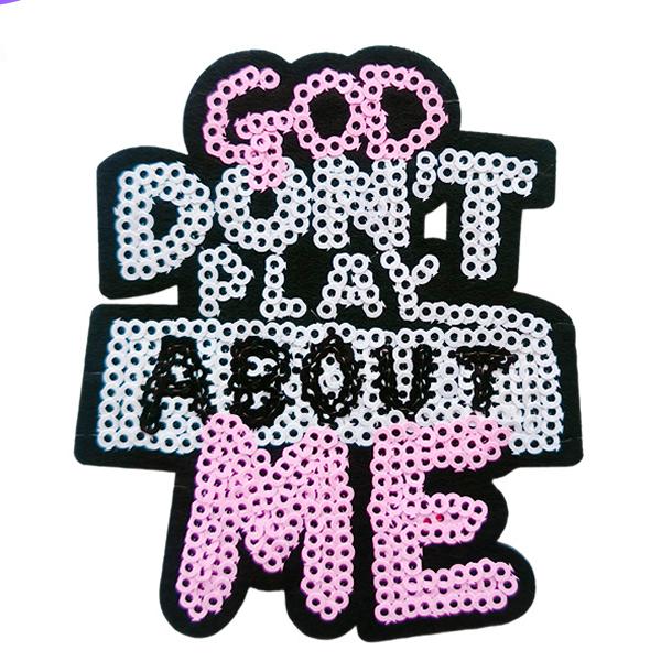 SUPERVALUECHOICE HCSEYC00022 Small Size God Don't Play Bout Me Sequin Iron On Patch Clothing DIY Decor Applique 2.95''×3.39''