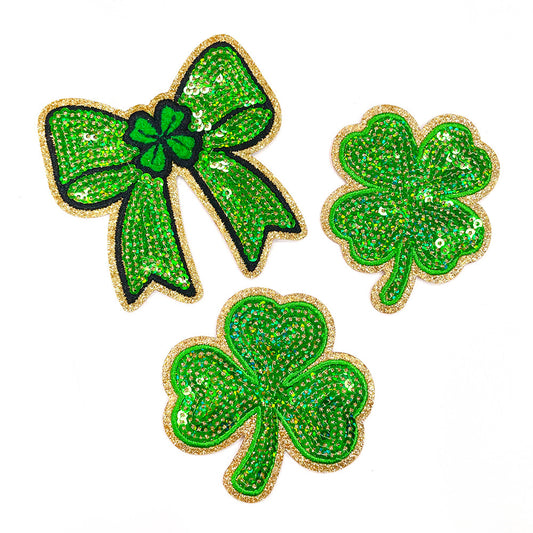 SUPERVALUECHOICE HCSEYC00003 Four-leaf clover sequin embroidered fabric patch