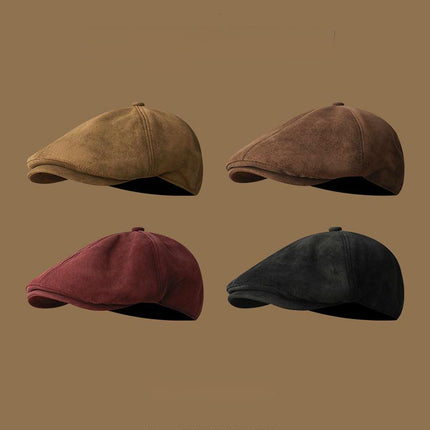 SUPERVALUECHOICE HCSEK00035 Vintage Suede Newsboy Cap Unisex Retro Fall Winter Beret Hat