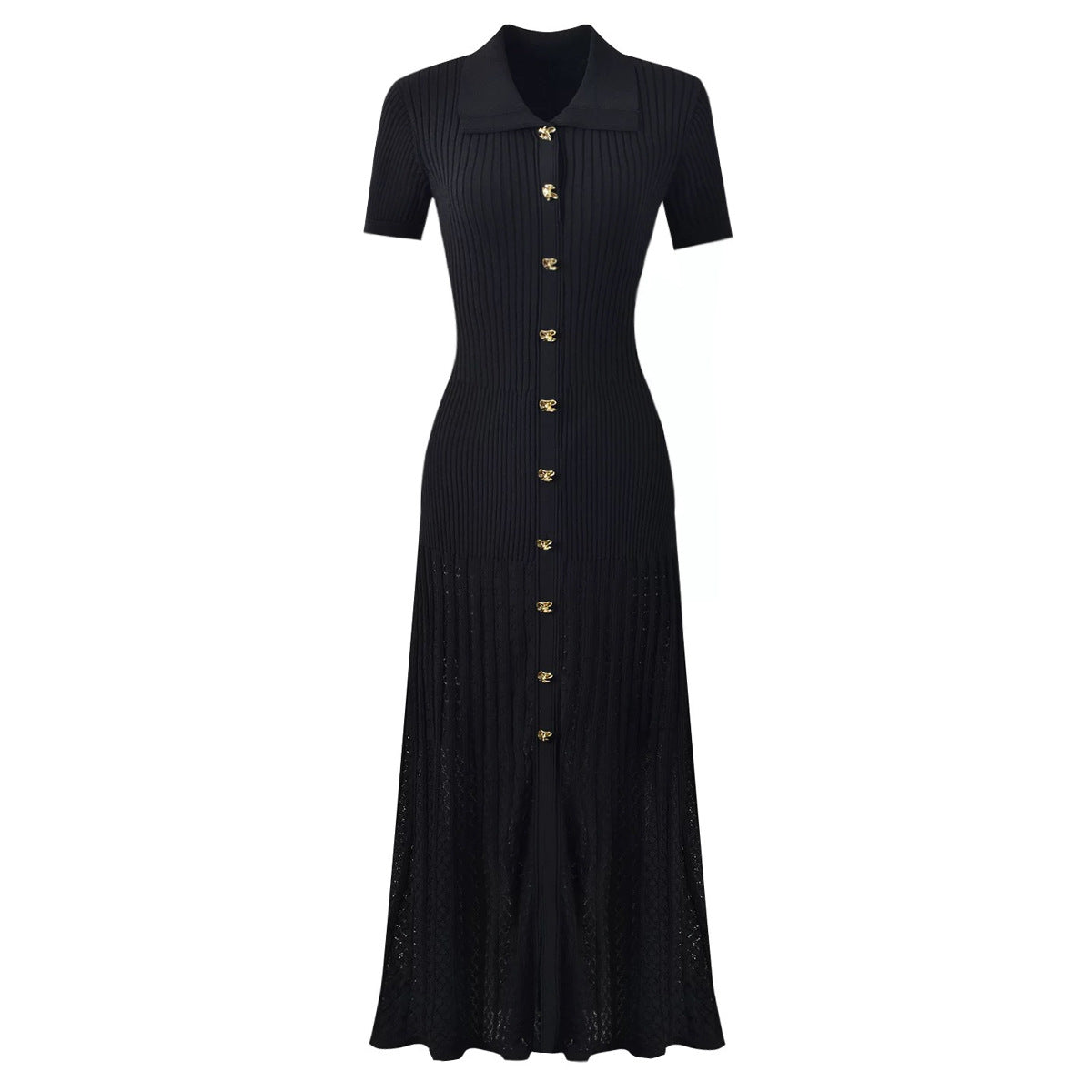 SUPERVALUECHOICE HCSEAA00001 Polo Collar Ribbed Knit Midi Dress
