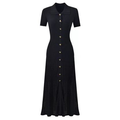 SUPERVALUECHOICE HCSEAA00001 Polo Collar Ribbed Knit Midi Dress