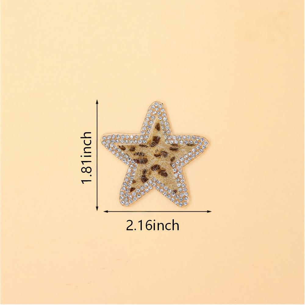 SUPERVALUECHOICE HCSEYSF00006 Western Furry Leopard Pattern Crystal Edge Embroidered Patch Assortment Heart Arrow Star Crown Bow Iron On Appliques for Jacket Customization