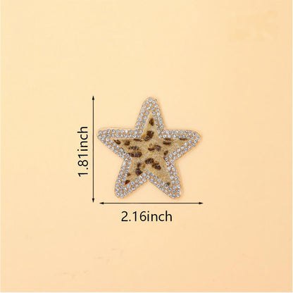 SUPERVALUECHOICE HCSEYSF00006 Western Furry Leopard Pattern Crystal Edge Embroidered Patch Assortment Heart Arrow Star Crown Bow Iron On Appliques for Jacket Customization