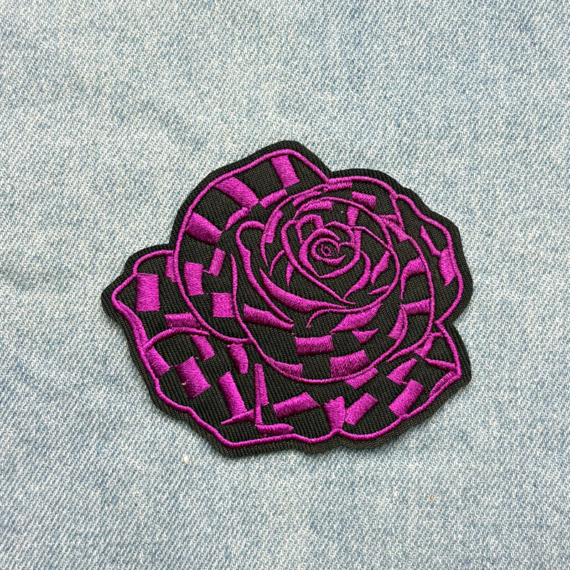 SUPERVALUECHOICE HCSEYSB00109 6Pcs Checkered Rose Embroidered Iron On Patches Multicolor Floral Clothing DIY Appliques