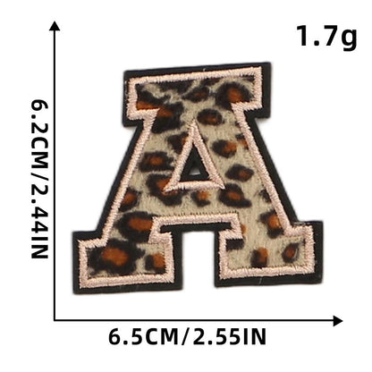 SUPERVALUECHOICE HCSEYSF00005 Leopard Faux Fur Texture 26 Alphabet Letter Iron On Embroidered Patches Varsity Style Appliques for Denim Jeans Bag Personalized Craft Supply