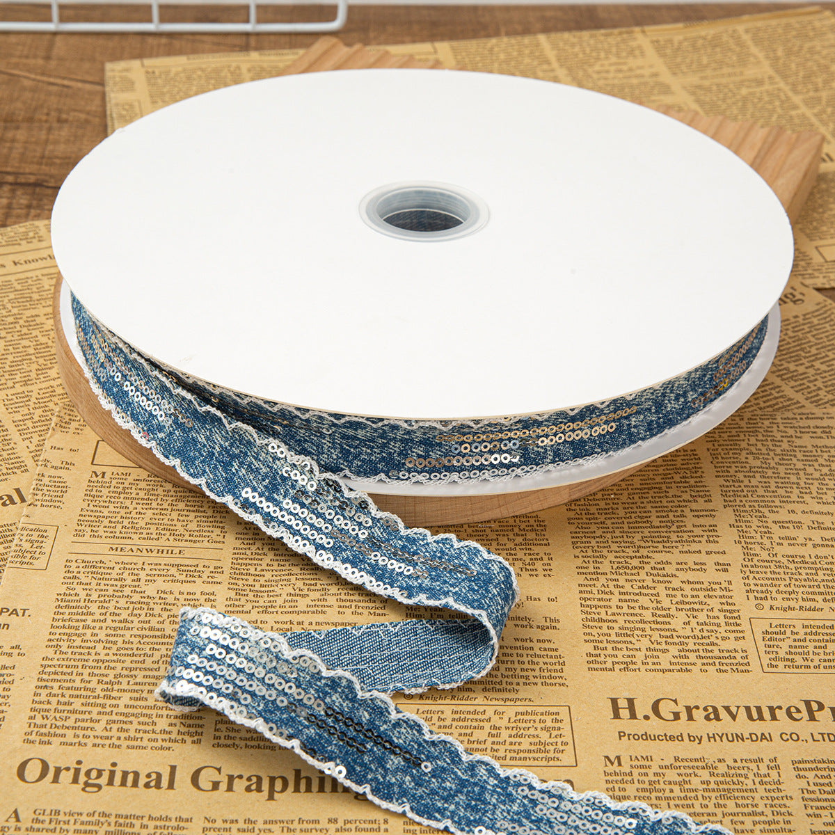 SuperValueChoice HCSEOA011 Denim Thread Decorative Ribbon for Dress Hair Accessory DIY Sewing Craft , width 0.98in width