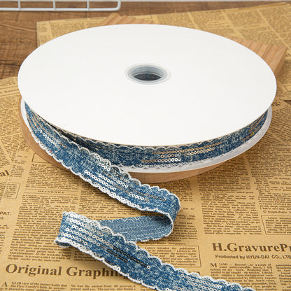 SuperValueChoice HCSEOA011 Denim Thread Decorative Ribbon for Dress Hair Accessory DIY Sewing Craft , width 0.98in width