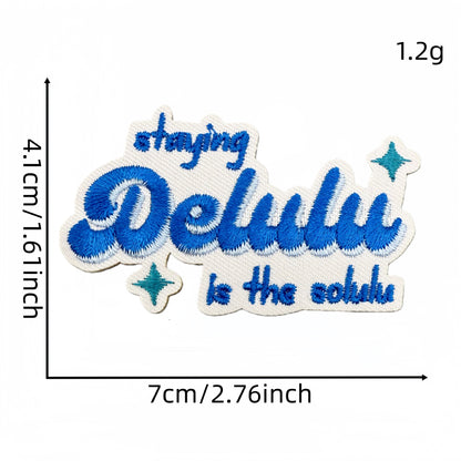 SUPERVALUECHOICE HCSEYSB00030 15Pcs Blue Positive Quote Embroidered Iron On Patches Inspirational Clothing DIY Decor Appliques