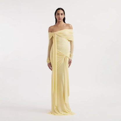 SUPERVALUECHOICE HCSEAC00005 Off-the-Shoulder Knotted Draped Maxi Dress