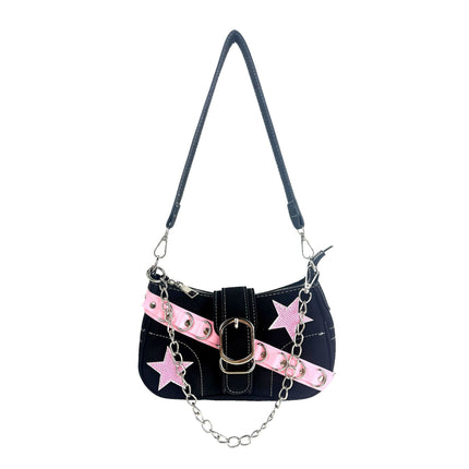 SuperValueChoice HCSEFA00064 Y2K Bag, Y2K Handbag, 12 Year Old Girl Handbag, Women's Handbags, Canvas Shoulder Bag, Y2K Trendy Forearm Bag with Zipper, Mini Denim Bags for Girls